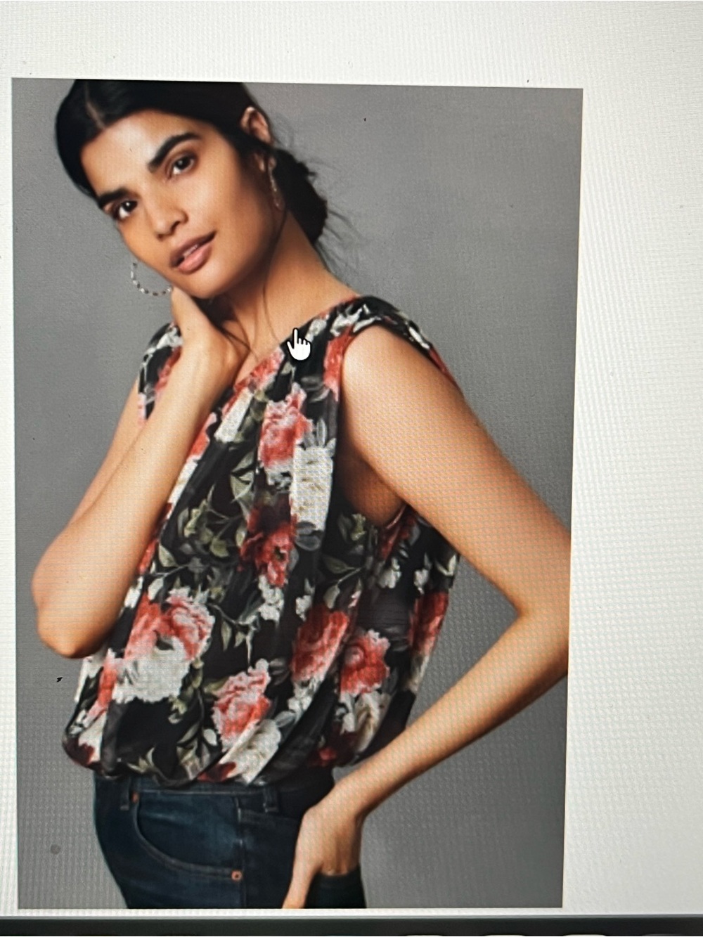 Anthropologie Black Floral Tank with Rose Garden Print
